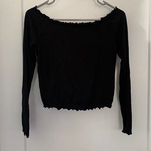 Black Off The Shoulder Long Sleeve Top